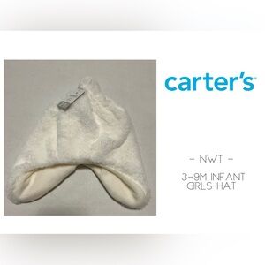 🆕CARTER’S - 3/9M - NWT - INFANT / BABY GIRLS WHITE / CREAM POM HAT